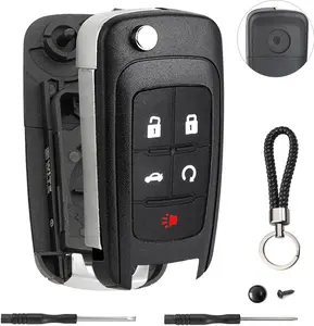 5 Button Key Fob Shell Replacement for Chevy Cruze Camaro Impala Equinox GMC Terrain Buick Regal Lacrosse 2017 2016 2015 2014 2013 2012 2011 2010 OHT01060512 Keyless Entry Remote Flip Car Key Fob Case
