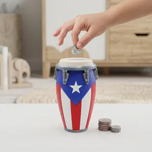 3D Printed Piggy Bank, Conga Drum Savings Jar, Reusable Money Box, Decorative Gift for Kids, Home Office Dorm School Decoration, Coin Storage, Room Decor