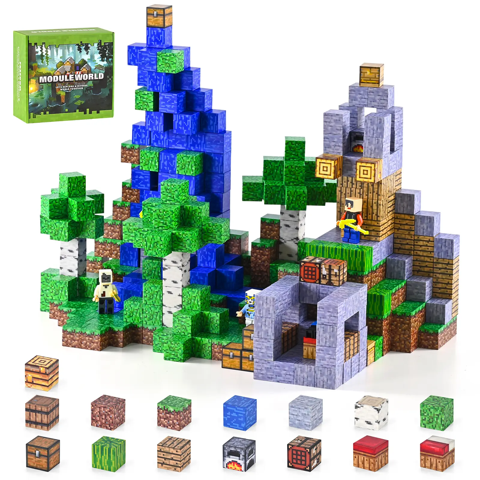 300-Piece Magnetic Building Blocks - Newly Upgraded STEM Montessori Sensory Geometric Set, DIY Assembly Stacking Toys for Kids 3+, Ideal Gift for Boys & Girls
