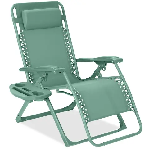 Best Choice Products Monochromatic Zero Gravity Chair, Folding Patio Recliner w/Side Tray, Headrest
