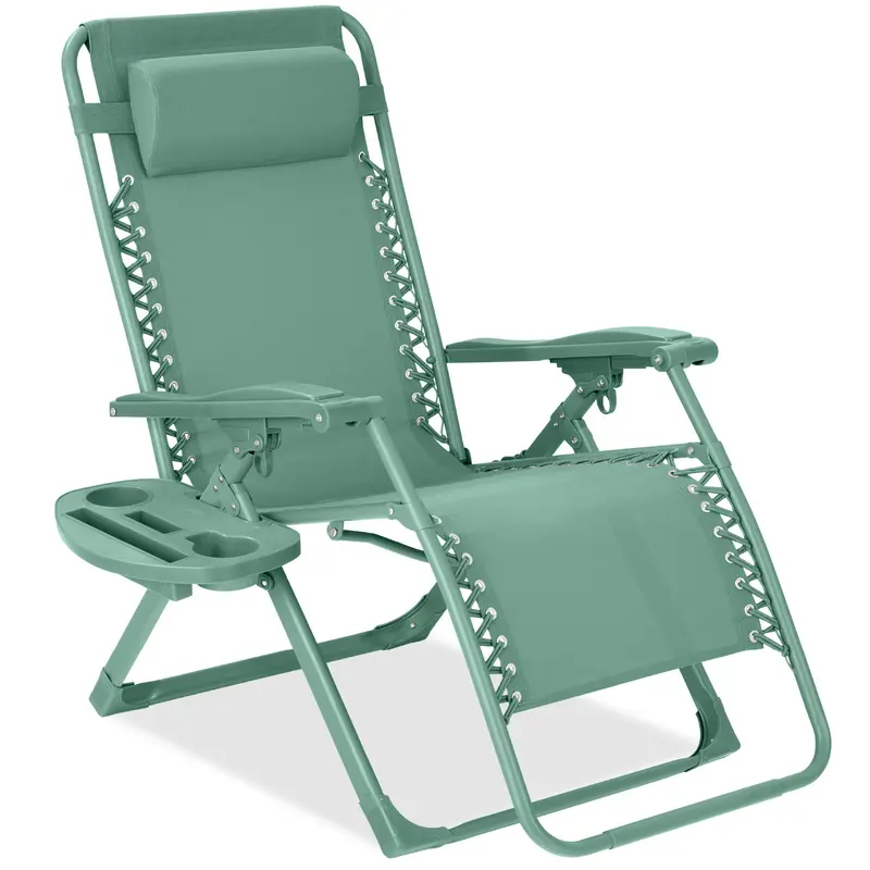 Best Choice Products Monochromatic Zero Gravity Chair, Folding Patio Recliner w/Side Tray, Headrest