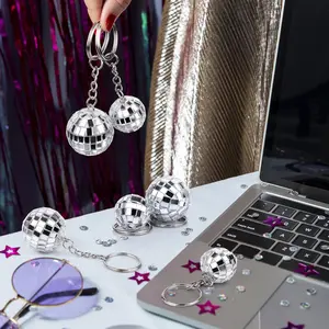 12 Sets Mirror Disco Ball Keychains with Organza Bags and Thank You Tags — Mini Disco Ball Decorations, Bulk, for 70s/80s Party Favors, Disco Theme Birthday, Halloween, and Christmas Parties