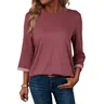 Dokotoo Women's Shirts 2026 Fashion 3/4 Length Sleeve T Shirts Cute Crewneck Casual Tops Basic Blouses