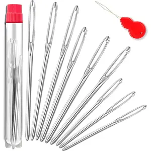 9 Pieces Large-Eye Blunt Stainless Steel Needles for Yarn Knitting Sewing Crafting Weaving Stringing, Perfect for Finishing Off Crochet Projects
