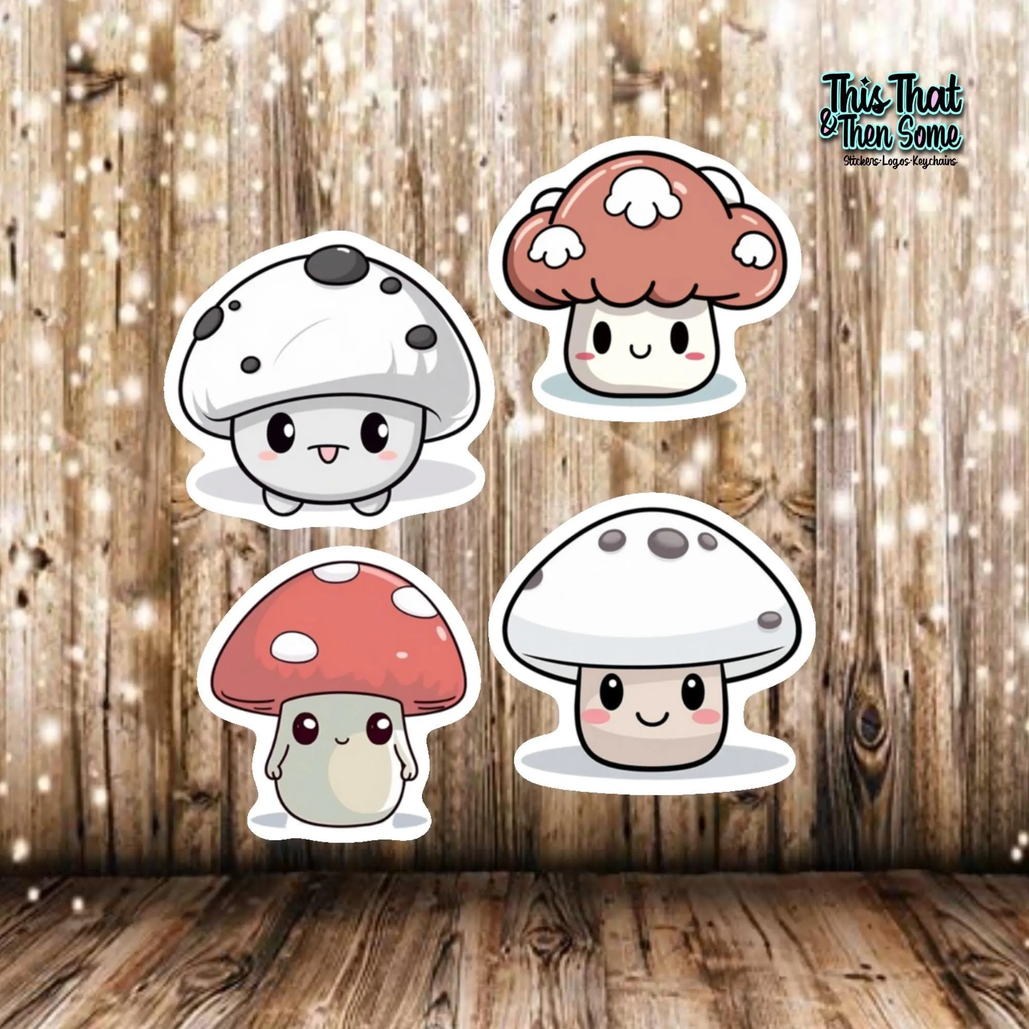 Holo Cute Mini Mushrooms 4 pack of Stickers, Inspirational Decal, Hippie Sticker