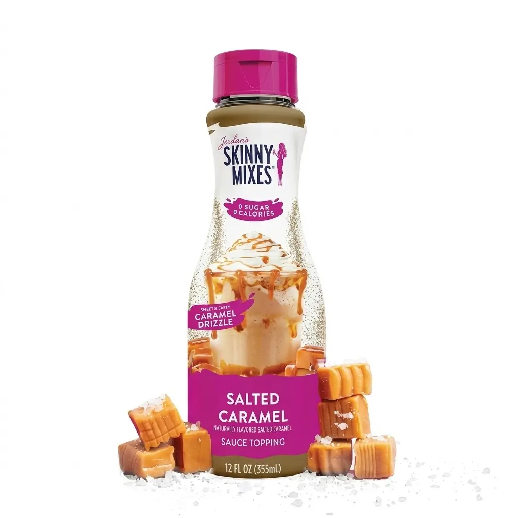 Jordan’s Skinny Mixes Sugar-Free Salted Caramel Sauce, 12 fl oz, Beverage Syrup, Coffee & Dessert Topping