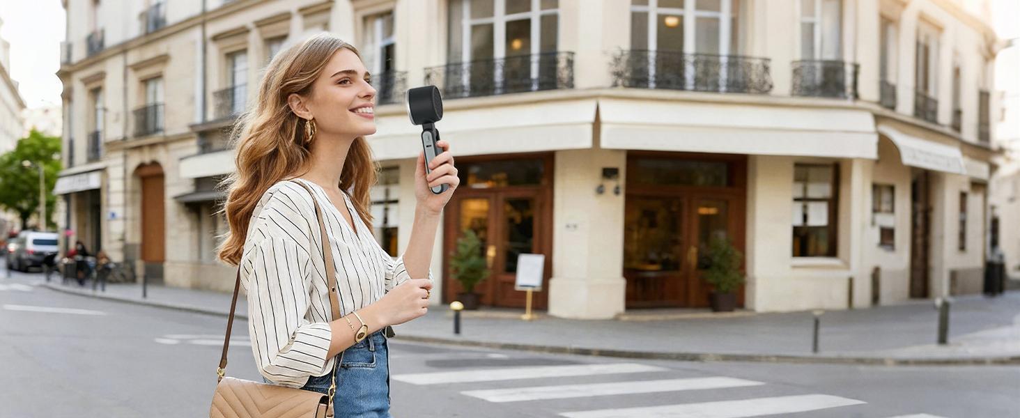 Portable Handheld Turbo Fan - 5 Gear High Speed 4000mAh Rechargeable Mini Personal Hand Fan Blow Cold Air,  Up to 12 Working Hours ,Battery Operated Travel Essentials, Beach Vacation, Gifts for Women, Men (Black)