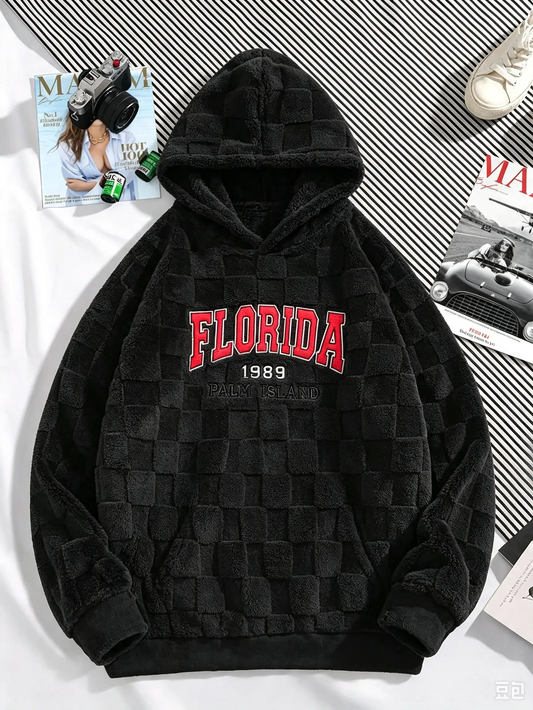 Men's Soft Plaid Fitted Fleece Pullover Hoodie - Stylish Long-Sleeve Basics Sweatshirt with Letters, Cozy Warm Everyday Wear, Ideal Couple Gift, Casual Hooded Sweatshirt