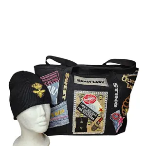 Upcycled Sassy Tote Bag with Unique Patches and "Honey Lady" Text - Stylish and Functional for Everyday Use