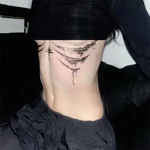 1pcs Dark Ink Charm Herbal Juice Tattoo Sticker Sexy Spicy Girl Temporary Tattoo Abdominal Waterproof Fake Tattoo Painless Tattoos Men and Women Halloween Party Gift Y2K