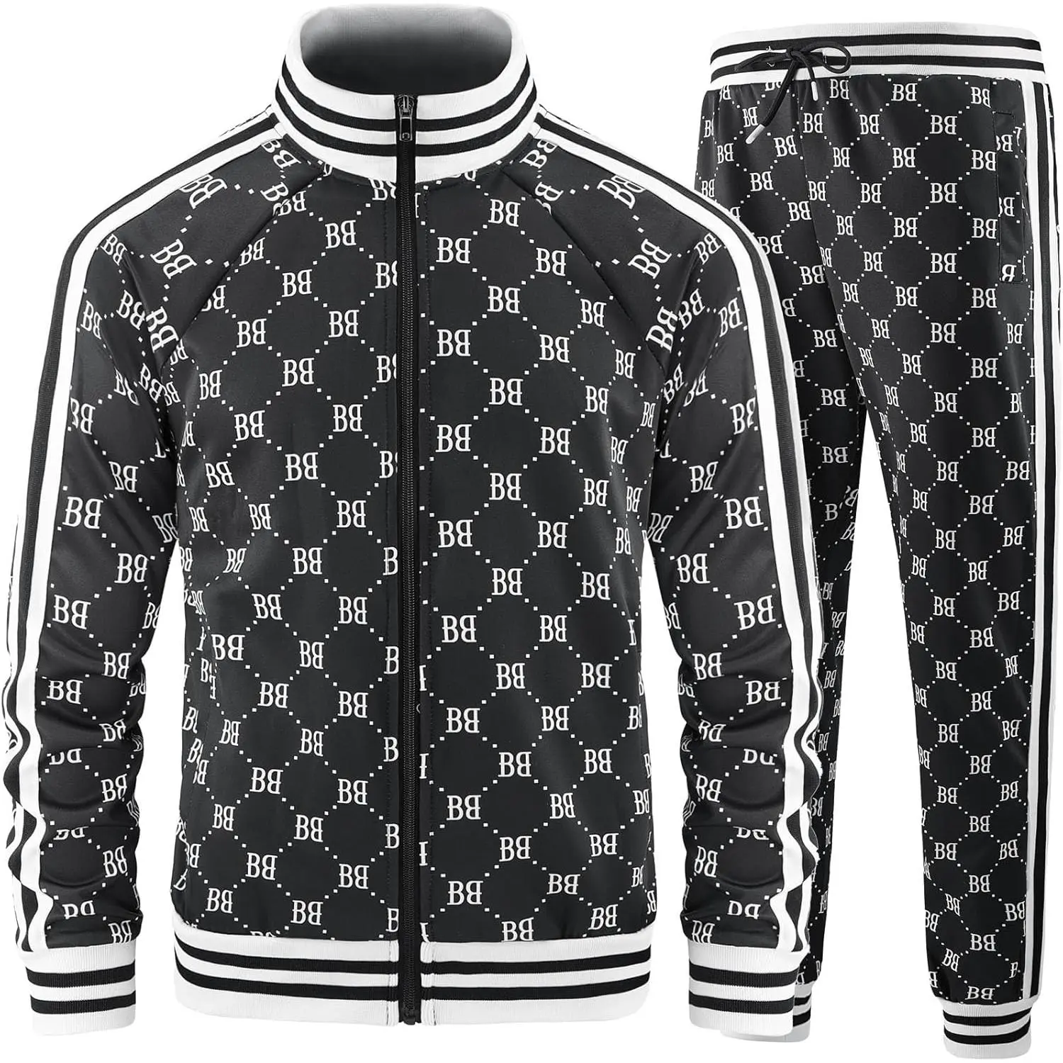 Track Suits for Men Set Plaid Tracksuit Mens Sweatsuits 2 Piece Sport Jogger Sweat Suits Clothes Jogging Outfits