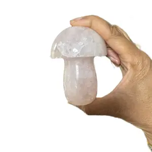 Rose Quartz Crystal Large Mushroom for Home Office Store Decor Natural Gemstone Ornament
