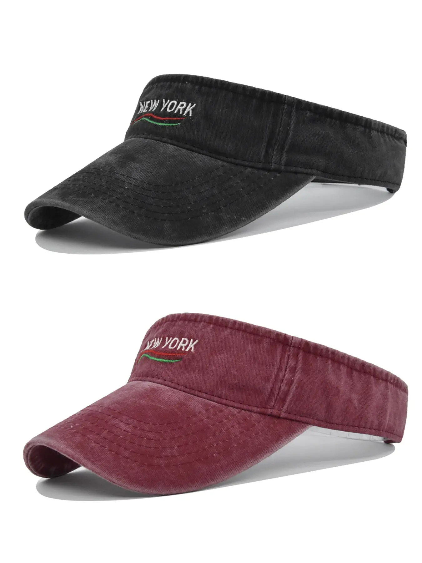 2 Pack Sun Visors for Women Men Cooling Lightweight Sports Sun Hats Adjustable Twill Cotton Run Visor Running Workout Hat