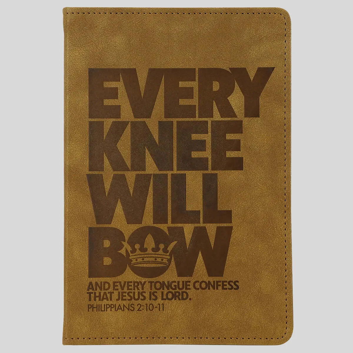 Kerusso Men's PU Leather Bible Journal - 5.75" x 8.5" x 0.75", 192 Lined Pages, Lay Flat Binding, Ribbon Marker, Name/Date Page, Every Knee Verse, Scripture & Inspirational Quotes for Bible Study, Reflections