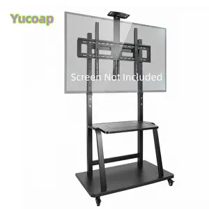YUCOAP Mobile Smart Board Stand, Fit 40-100 Inch Screen, Height Adjustable Rolling TV Cart Hold 400lbs, Ideal for World Cup Watching Home Classroom Office, Screen Not Included