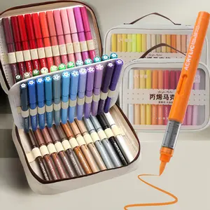 Premium Acrylic Paint Markers Set,Portable storage bag,Soft Brush Tip Acrylic Paint Pens and Markers for Artists, DIY Crafts, Canvas, Wood, Glass, Rocks, Fabric and More Creative Projects, DIY Painting Supplies