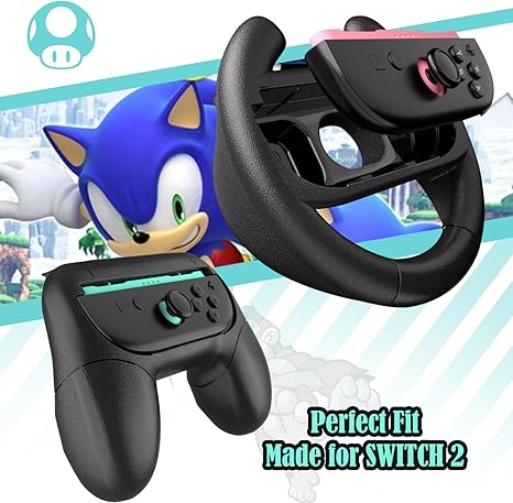 HEYSTOP Switch 2 Controller Grip [4-Pack] - Ergonomic Steering Wheels, Gaming Accessories for Racing & Sports Games