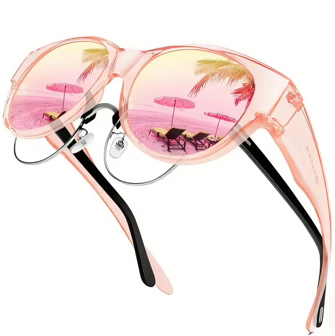 Palm Beach Sunglasses with Pink Reflections and Black Arms for Summer Style