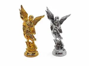 Saint Michael Dashboard Figurine | 3” Silver or Gold Catholic Car Figurine with Adhesive Base