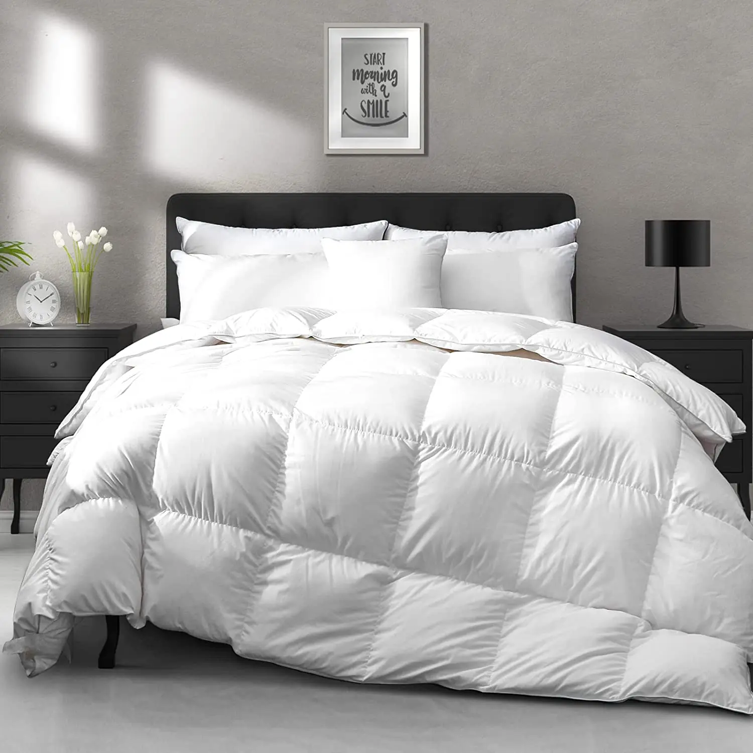 APSMILE Heavyweight down Feather Fibers Comforter California King Size - Ultra-Soft Luxury High Fill-Power Hotel-Style Thicker Winter Duvet Insert for Colder Weather/Sleeper (104X96, White)