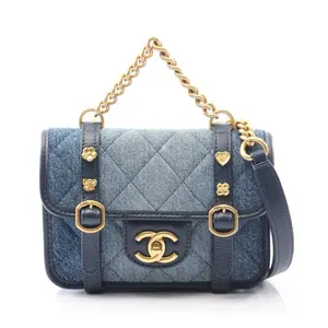 Pre-owned CHANEL Denim Shoulder Bags Mini Matelassé Leather Shoulder Bag