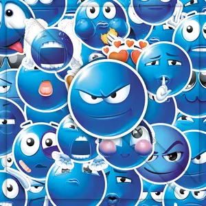 100 pcs two sets of repetition cute little blue bean creative little fresh sticker pencil case desktop glass decorative sticker Funny Stickers