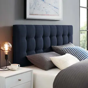 Modway Lily Queen Upholstered Fabric Headboard in Navy