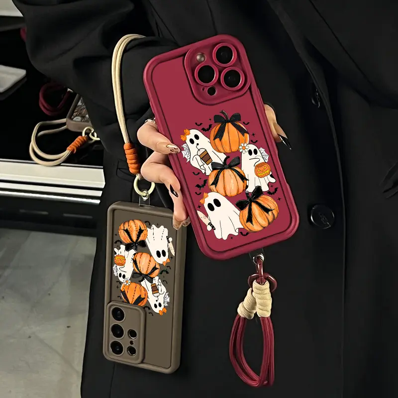 Pumpkin Ghost TPU Phone Case for iPhone Galaxy 18 17Pro Max Air 16 15 14Plus 13 12 11 XR XS S25 S24 S23 S22 Anti-drop and Shockproof Phone Case Girl Horror Aesthetic Phone Case Cute Gift for Her.HY20, Accessories, Smartphone