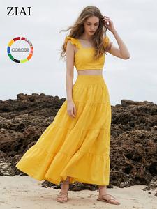 women's solid color / floral print shirred top & long skirt two-piece set, boho fashion casual top & skirt for daily holiday vacation wear, ladies for summer, womenswear