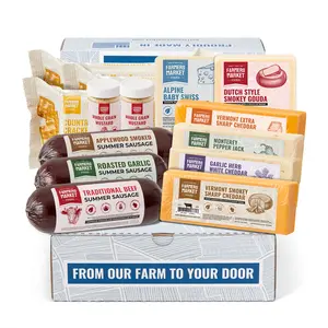 Farmers Market Foods Heritage Charcuterie Selection Gift Box with All-Natural Summer Sausage, Premium Wisconsin Cheese, Crackers, and Whole Grain Mustard