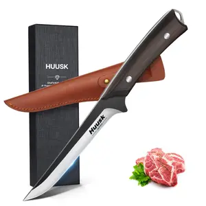 Huusk Meat Boning Knife 6 Inch Japanese Full Tang Brisket Trimming Knife - Steel, Blade, Christmas BlackFriday Gift, small kitchen knife
