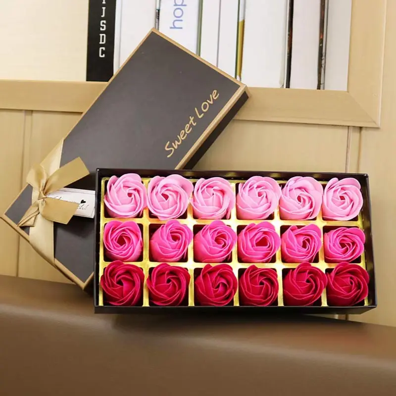 18pcs Soap Rose Gift Box Soap Flower Gift Box Soap Roses Bouquet Valentine's Day Mother's Day Birthday Gift Simulation Of A Party Gift Holiday Gifts