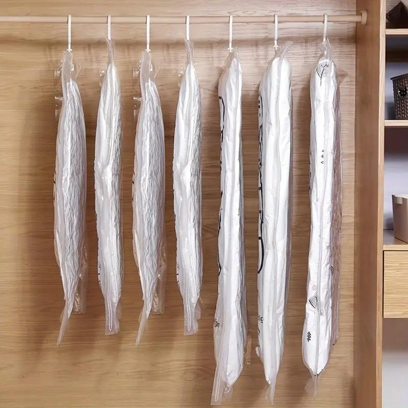 1pc Vacuum Compression Bag To Save Space For Foldable Clothes Can Hang Hook Storage Down Jacket Suit Bags Clothing Dustproof Design Cover