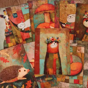 JAIIMAN 32pieces Forest Animal Themed DIY Decorative Paper, for Junk Journal Supplies Paper Crafts, Scrapbooking Supplies, Scrapbook Materials, Collage Decoration, Mini Gift Packaging, Diary Accessories, Card Making