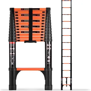 23 FT Telescoping Ladder, Aluminum Extension Ladder, 330 lbs Load Capacity, Multi-Purpose Collapsible Ladder for Home and Work; Orange
