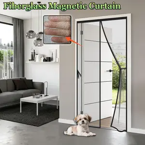 Summer Mosquito Net Curtain, Magnetic Screen Door, Stylish Invisible Design for Home Use, Cat and Dog Scratch Resistant, Providing Protection Against Insects in Bedrooms, Kitchens, Living Rooms, Black Door Curtain