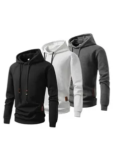 Men's Casual Versatile Loose Hooded Pullover Outdoor Sports Hoodie Soft Polyester Fiber Material Round Neck Long Sleeves Classic Clothes