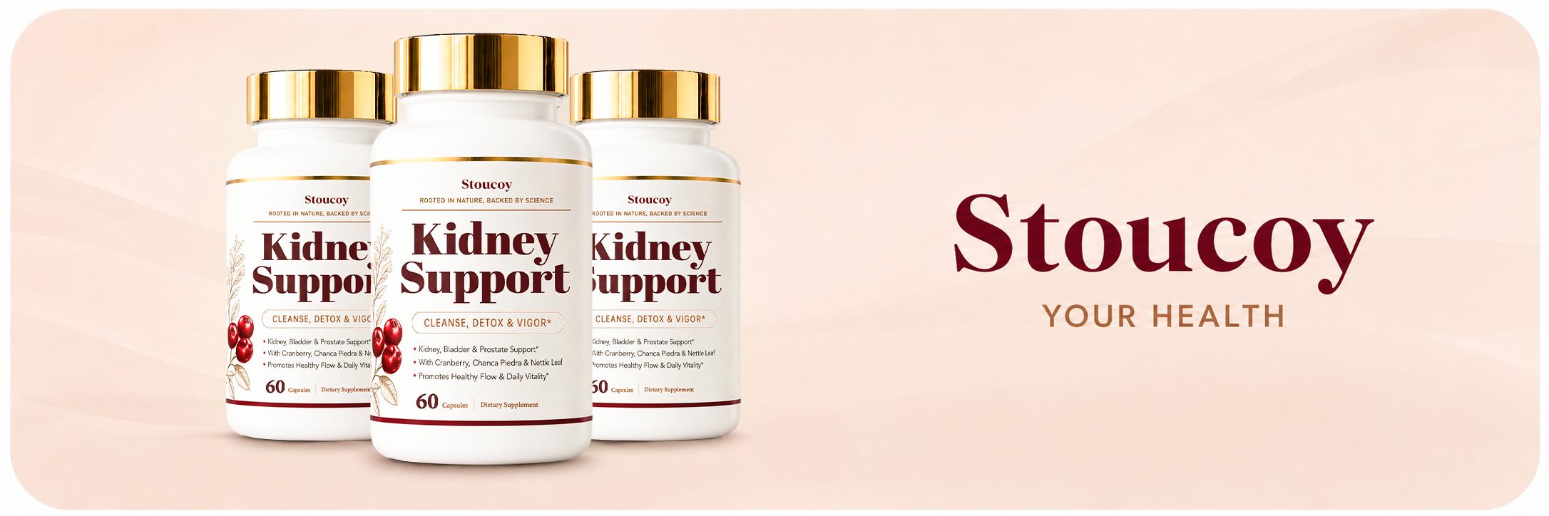 Stoucoy Advanced Kidney Support Supplement for Detox & Cleanse with Cranberry Extract, Uva Ursi, Stinging Nettle & Astragalus - Urinary Tract & Bladder Support - 60 Capsules