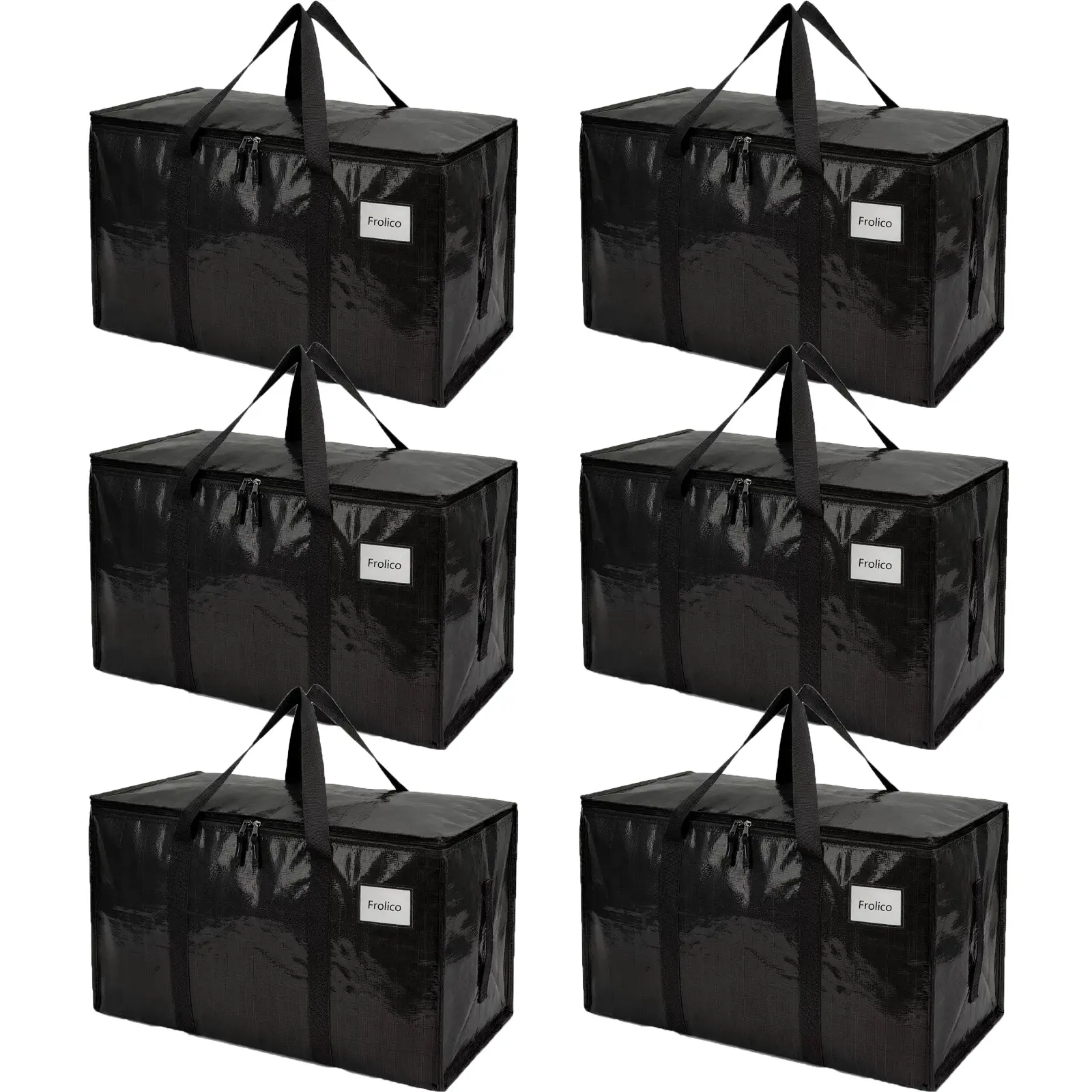 Large Heavy Duty Moving Storage Bags (2/6 Pack, Black) - Foldable Multi-Purpose Totes with Visible Labels, Wrap-Around Handles, Space-Saving Organizer, Alternative to Moving Boxes (Back to School Gift), Foldable Storage Bags, Multi-Purpose Storage Bags