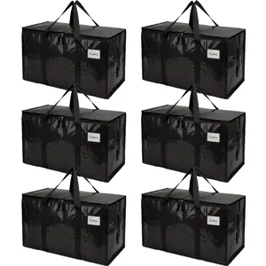 Large Moving Bags, 2/6 Pack Black Heavy Duty Totes For Storagewith Visible Labels , Wrap Around Handles, Storage Bags for Space Saving, Change of seasons Alternative to Moving Boxes Back to school season mothersdaygift， Organiser，Traditional tiktokshopspr