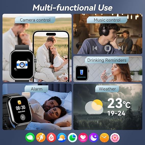 Fashion Touch Screen Smart Watch with Answer/Make Calls Message Reminder 100 Sports Modes DIY Dials for iPhone Android Activity Tracker for Men Women