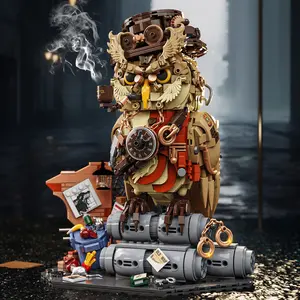 1286PCS Owl Detective Toys Creative Desktop Ornaments Assembly Building Blocks Model Small Particle Bricks Model For Birthday Christmas Gifts