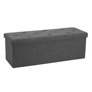 Foldable Storage Ottoman Bench - Large Ottoman Chest for Bedroom, Sofa Footrest, Shoe Bench & Hidden Storage Chest in One,End of Bed - Padded Seat Foo