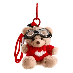 Emotional Support Plush Keychain Kawaii Bear Charm for Purse Bag & Christmas Festive Gift Ready Adorable Design