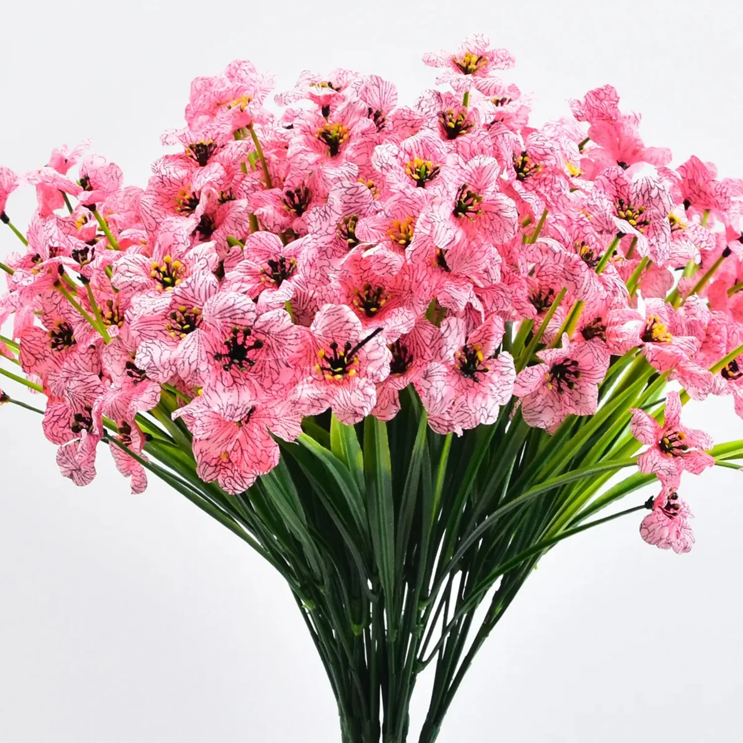 6pcs Artificial Flowers UV Resistant Faux Plastic Shrubs Plants Outdoor Garden Patio Porch Home Wedding Farmhouse Decor crochet flower bouquet Decoration Decorative