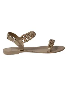 Pre-owned Givenchy Women's Givenchy Jelly Plate Chain Flat Sandals in Beige Plastic by Rebag