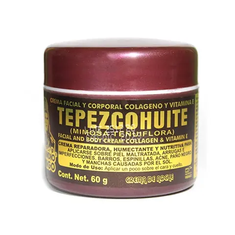 Del Indio Papago Tepezcohuite Night Cream 2oz (60G) - Gentle Adult Skincare with Vitamins, Deep Moisturize, Hydrate, Restore, Skin Repair, After Sun Care, Calming Radiance