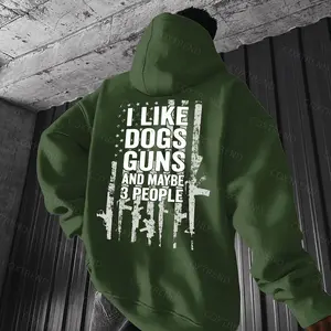 I Like Dogs Guns And Maybe 3 People Printed Men's Hoodie