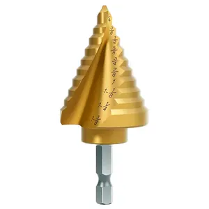 Drill Bit - Step Bit with Two Spiral Grooved,1/4" to 1-3/8" Spiral Flute Step Bit for Metal, 10 Sizes Step Drill for Metal, Aluminum, Wood & Plastic