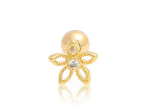 3D Flower Cartilage Earring • Dainty Unique Barbell • 4mm Flower Threadless Pushback • Small Tragus Piercing • Tiny Floral Conch Labret Stud